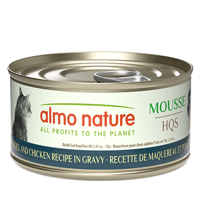 Almo Cat Hqs Mousse Mackerel & Chicken Recipe In Gravy 2.47Oz/70G