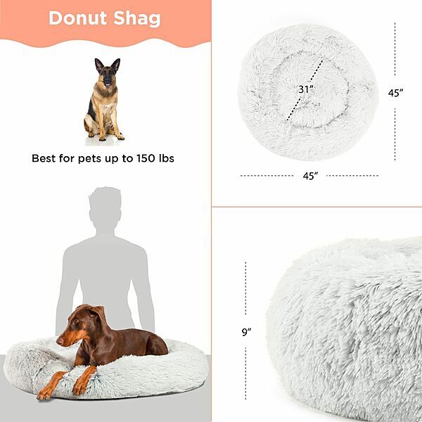 Best Friends By Sheri Donut Shag Bed Grey Large 36"X36"