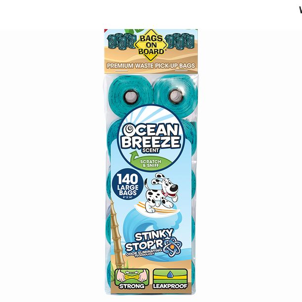 Bags On Board Ocean Breeze Scented 9"X14" 140Ct
