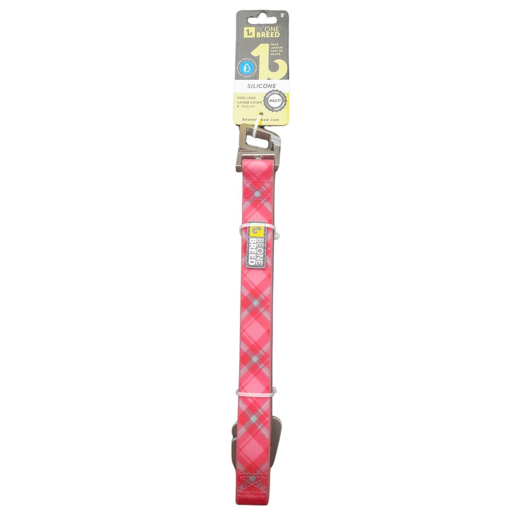 Beonebreed Pink Plaid Silicone Leash 1"X5'