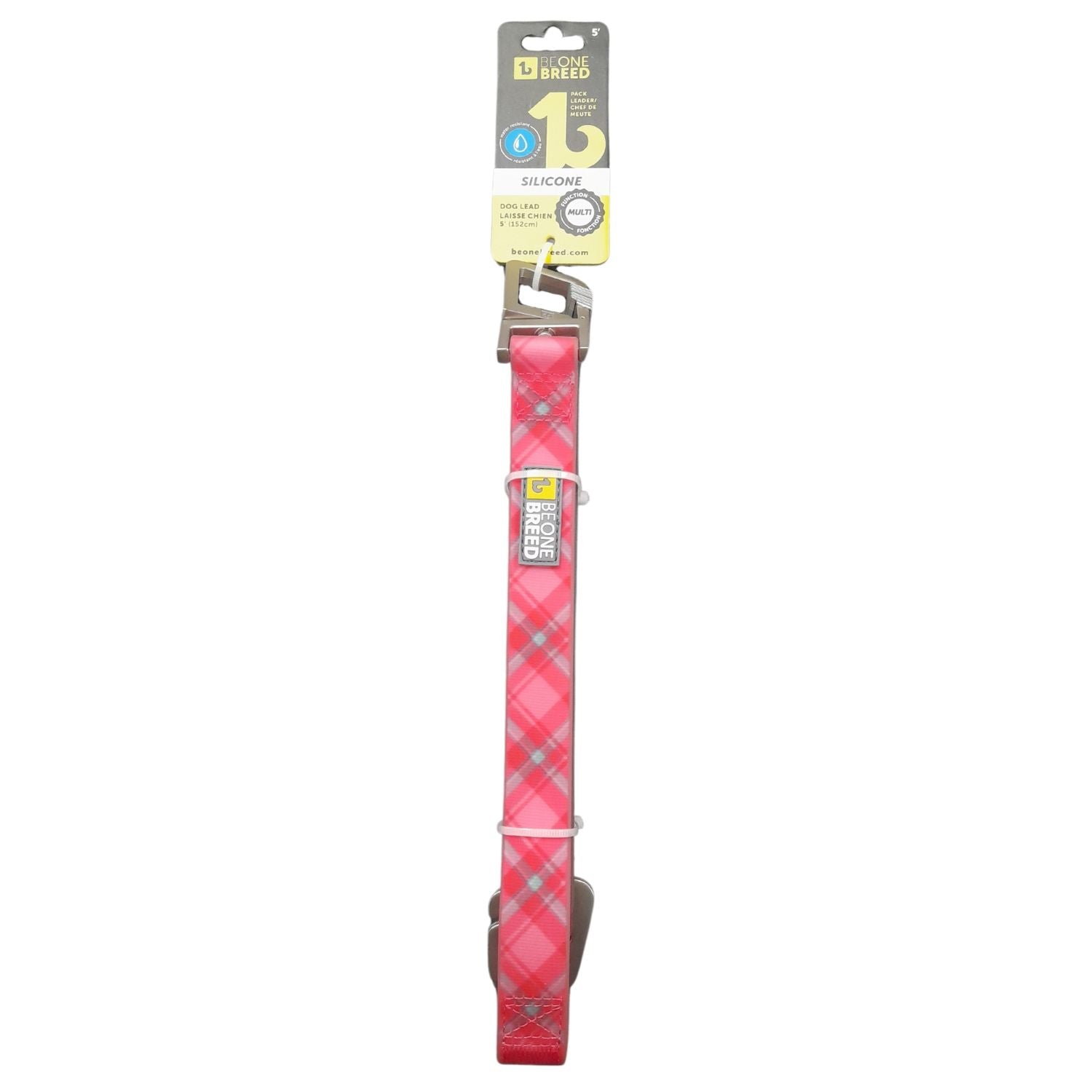 Beonebreed Pink Plaid Silicone Leash 1"X5'