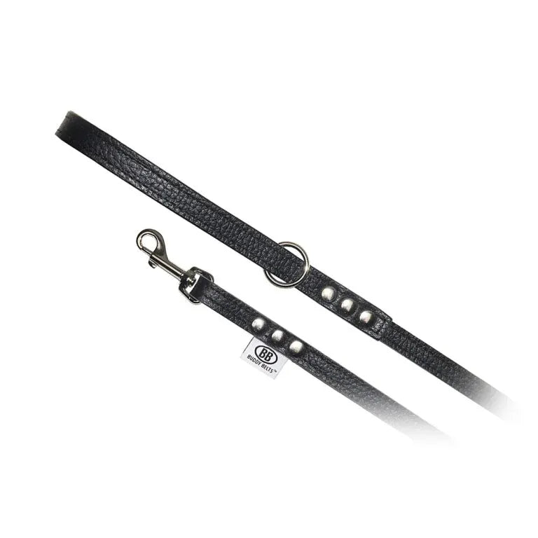 Buddy Belt Leather Leash Black 1/2" x 4'