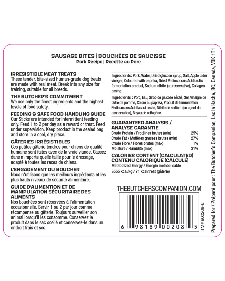 Butchers Companion Pork Sausage Bites 175G 15Pk