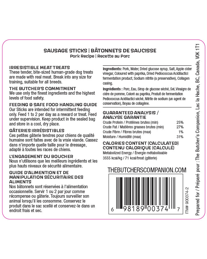 Butchers Companion Pork Sausage Sticks 175G 10Pk