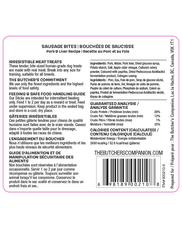 Butchers Companion Pork & Liver Sausage Bites 175g 15pk