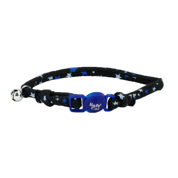 Coastal Safecat Round Fashion Brakeaway Collar Black Stars