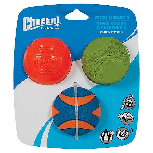 Chuckit! Fetch Medley Medium 3Pk - Erratic, Strato & Ultra Squeaker