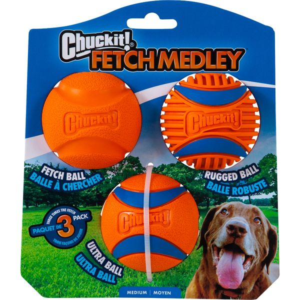 Chuckit! Fetch Medley Medium 3Pk - Fetch, Rugged & Ultra