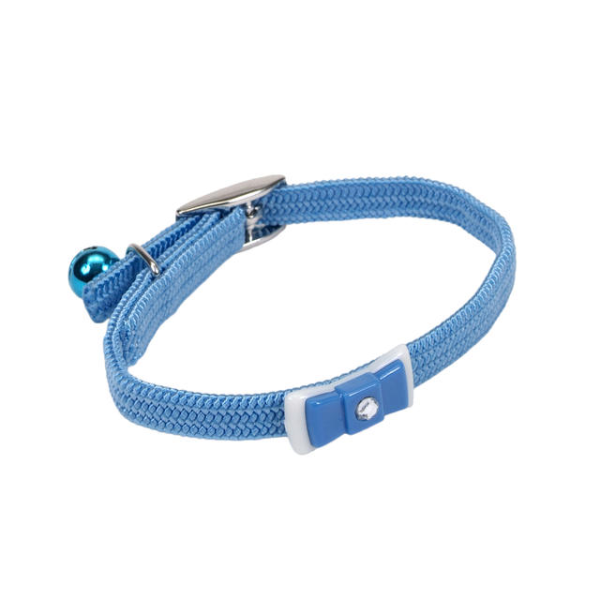 Coastal Li'L Pals Elastic Kitten Collar With Bow Light Blue