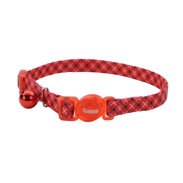 Coastal Safecat Fashion Breakaway Collar Red & White Plaid