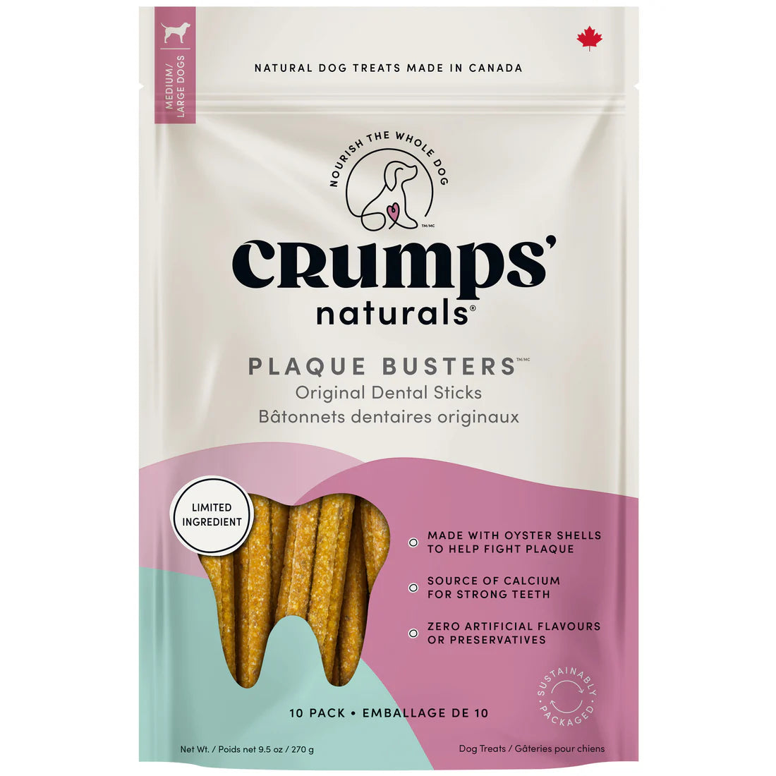 Crumps Original Plaque Busters Medium/Large Breed 7" 10Pk