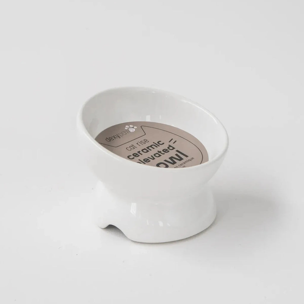 Dexypaws Ceramic Elevated Bowl White 7Oz