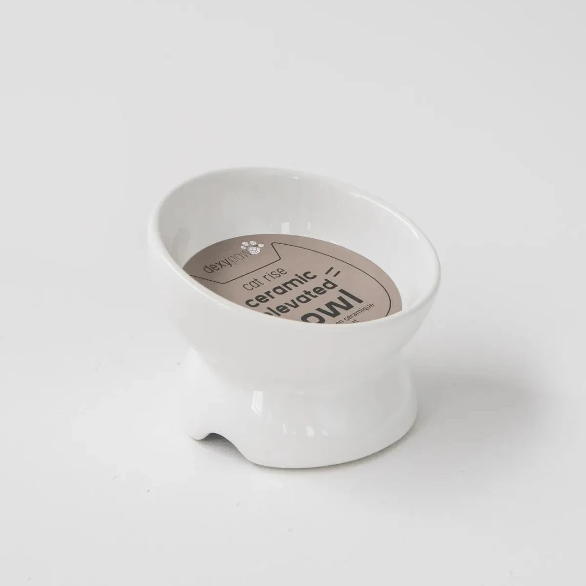 Dexypaws Ceramic Elevated Bowl White 7Oz