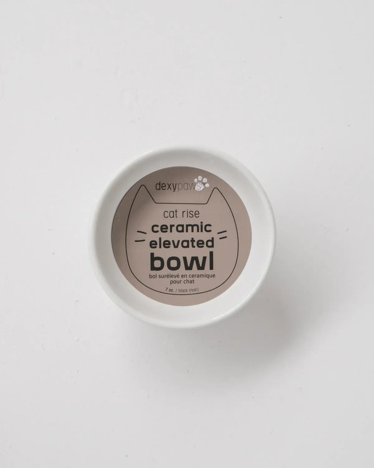 Dexypaws Ceramic Elevated Bowl White 7Oz