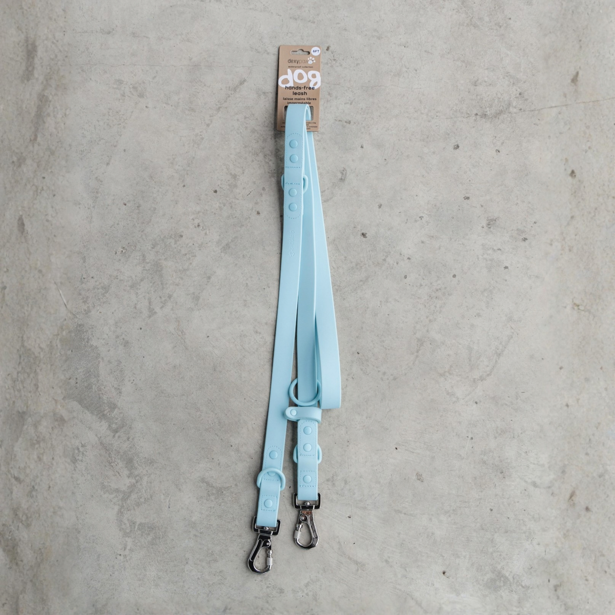 Dexypaws Waterproof Hands-Free Dog Leash Sky Blue 1"x6'