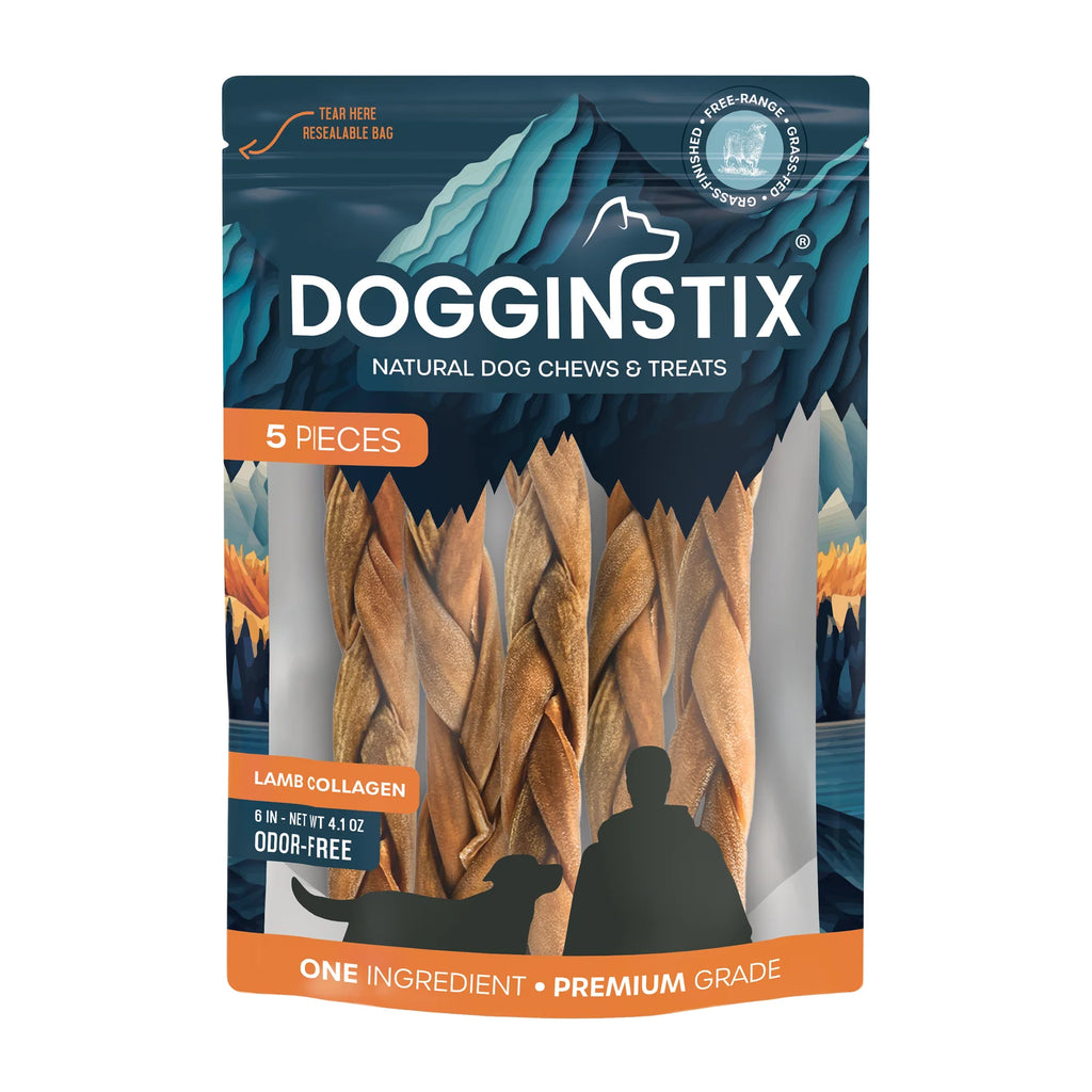 Dogginstix Braided Lamb Collagen Stick 6" 5ct