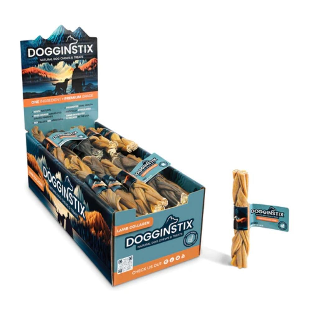 Dogginstix Braided Lamb Collagen Stick 6"