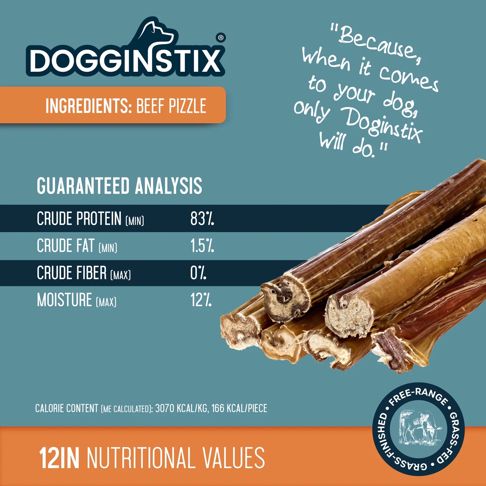 Dogginstix Beef Bully Stick Jumbo 12"