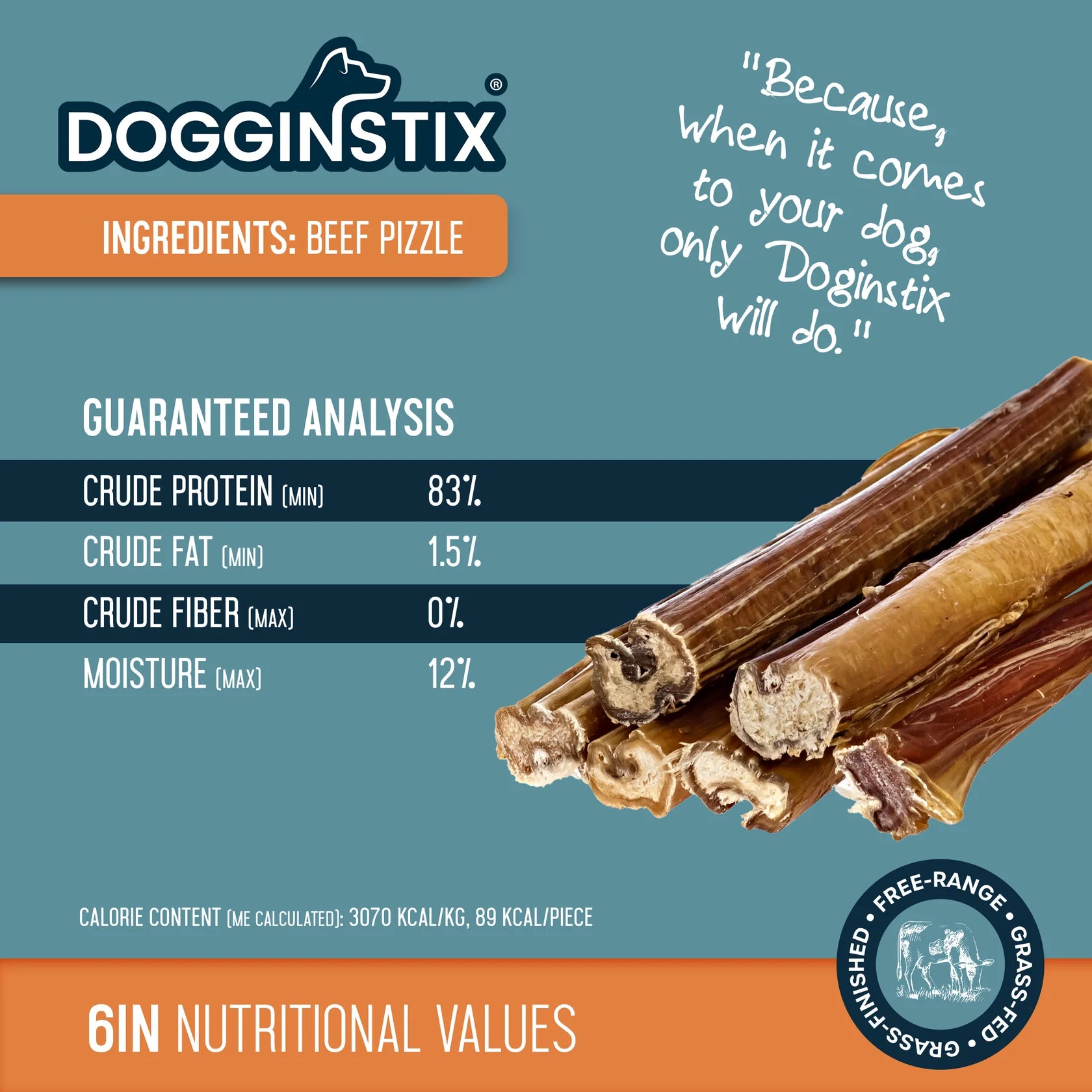 Dogginstix Beef Bully Stick Jumbo 6"