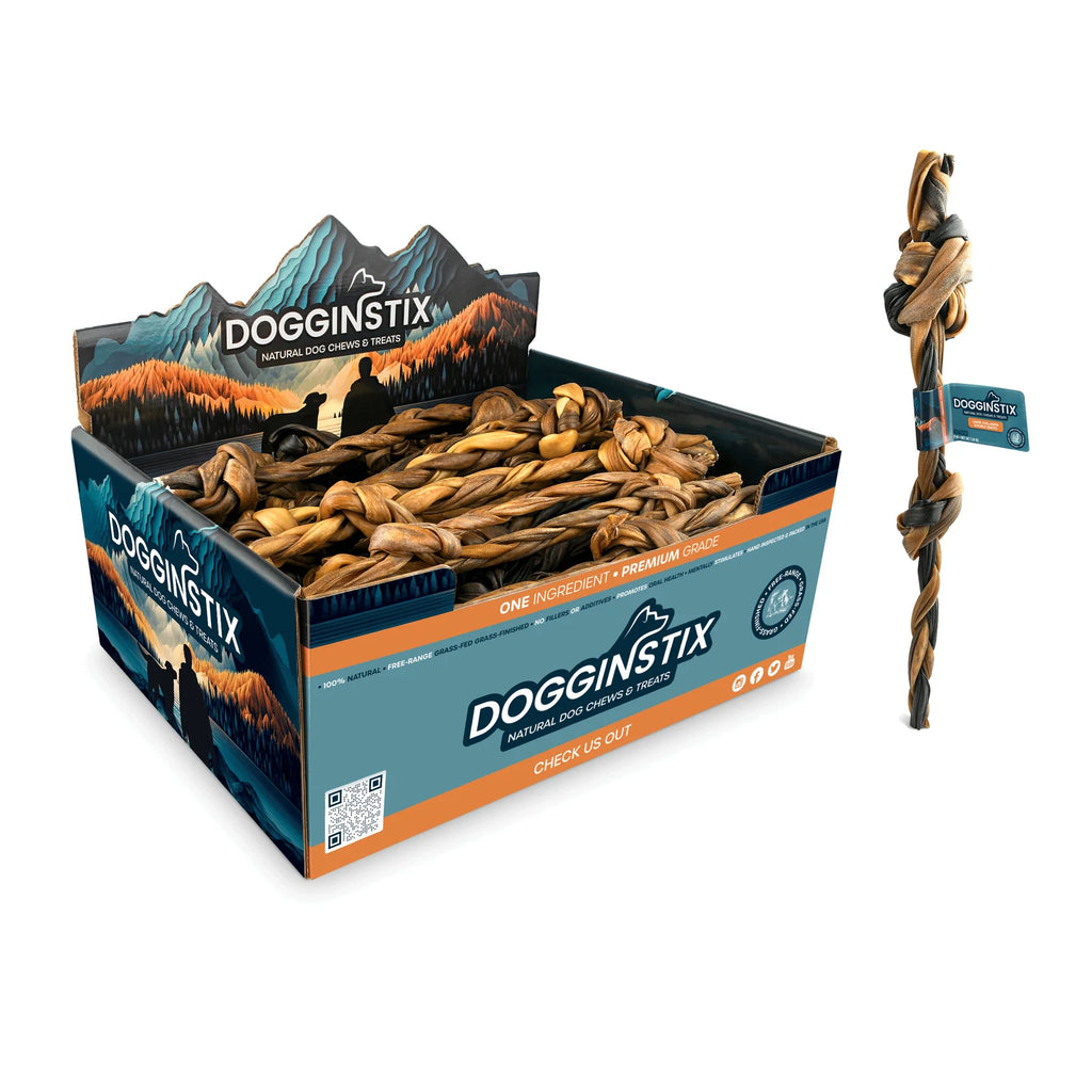 Dogginstix Braided Lamb Collagen Double Knotted Stick 16"