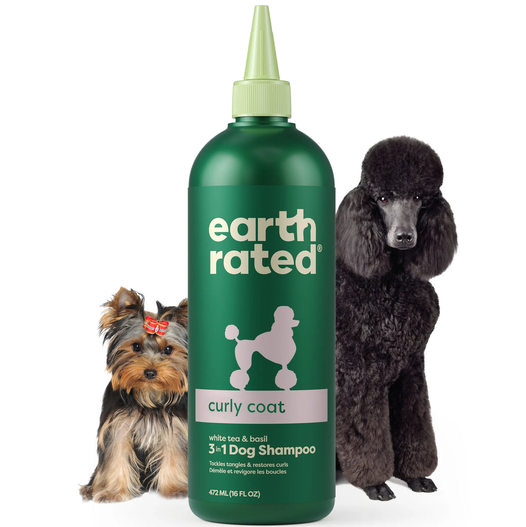 Earth Rated Curly Coat Detangling 3 In 1 Dog Shampoo White Tea & Basil 16 fl oz