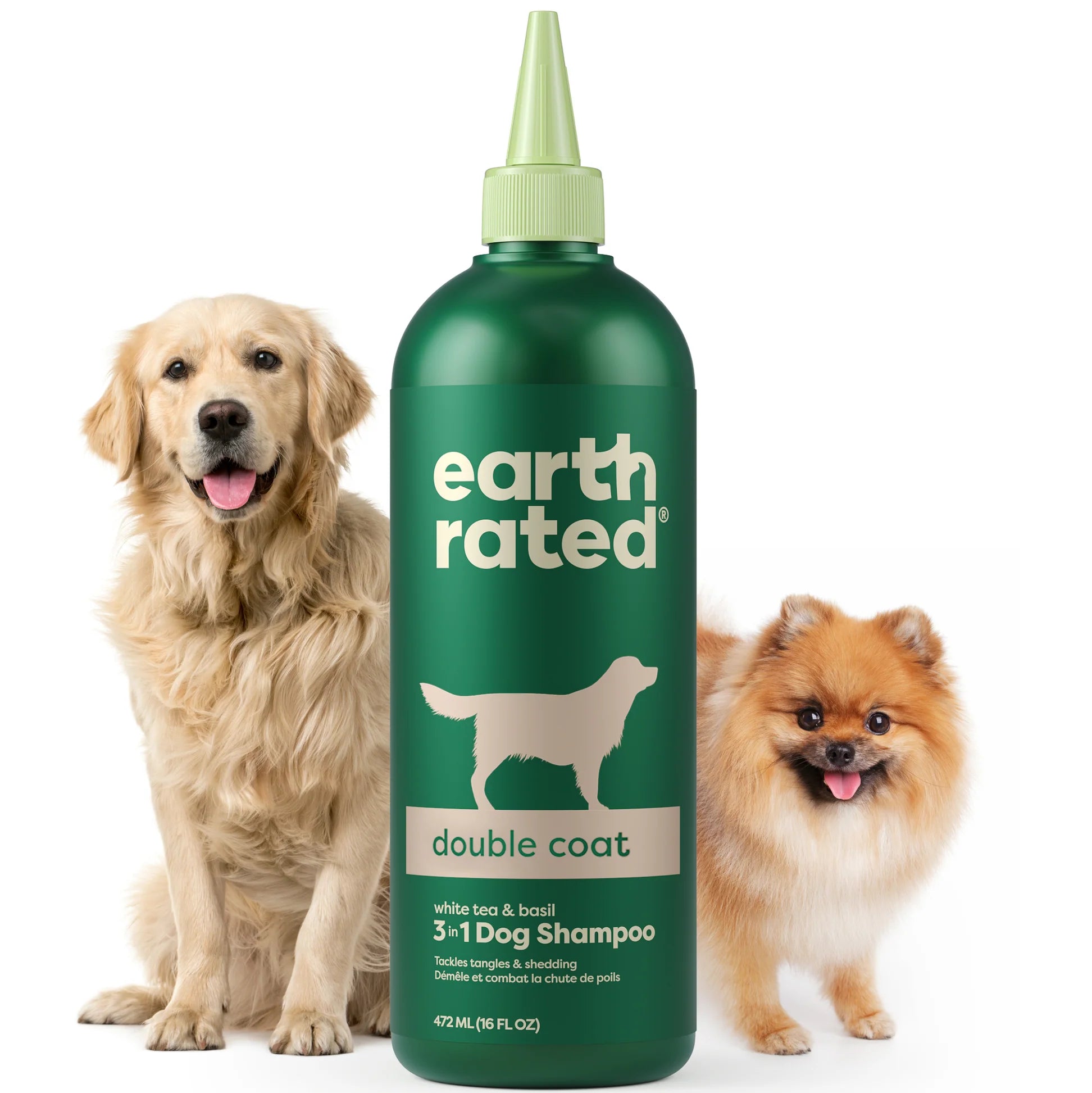 Earth Rated Double Coat Deshedding 3 In 1 Dog Shampoo White Tea & Basil 16 fl oz