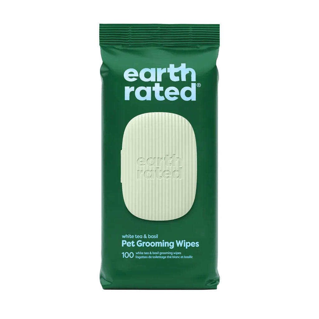 Earth Rated Grooming Wipes White Tea & Basil 100Pk