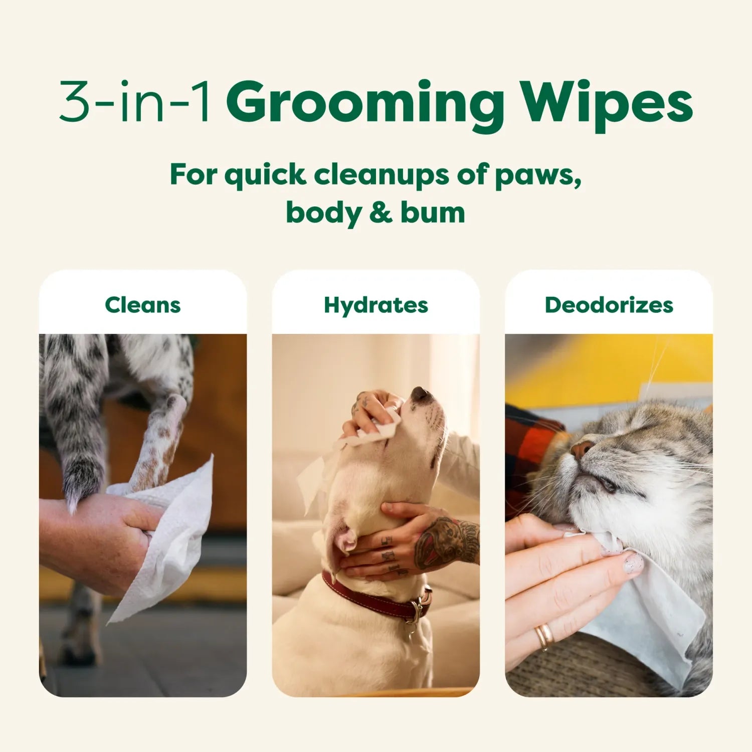Earth Rated Grooming Wipes White Tea & Basil 100Pk