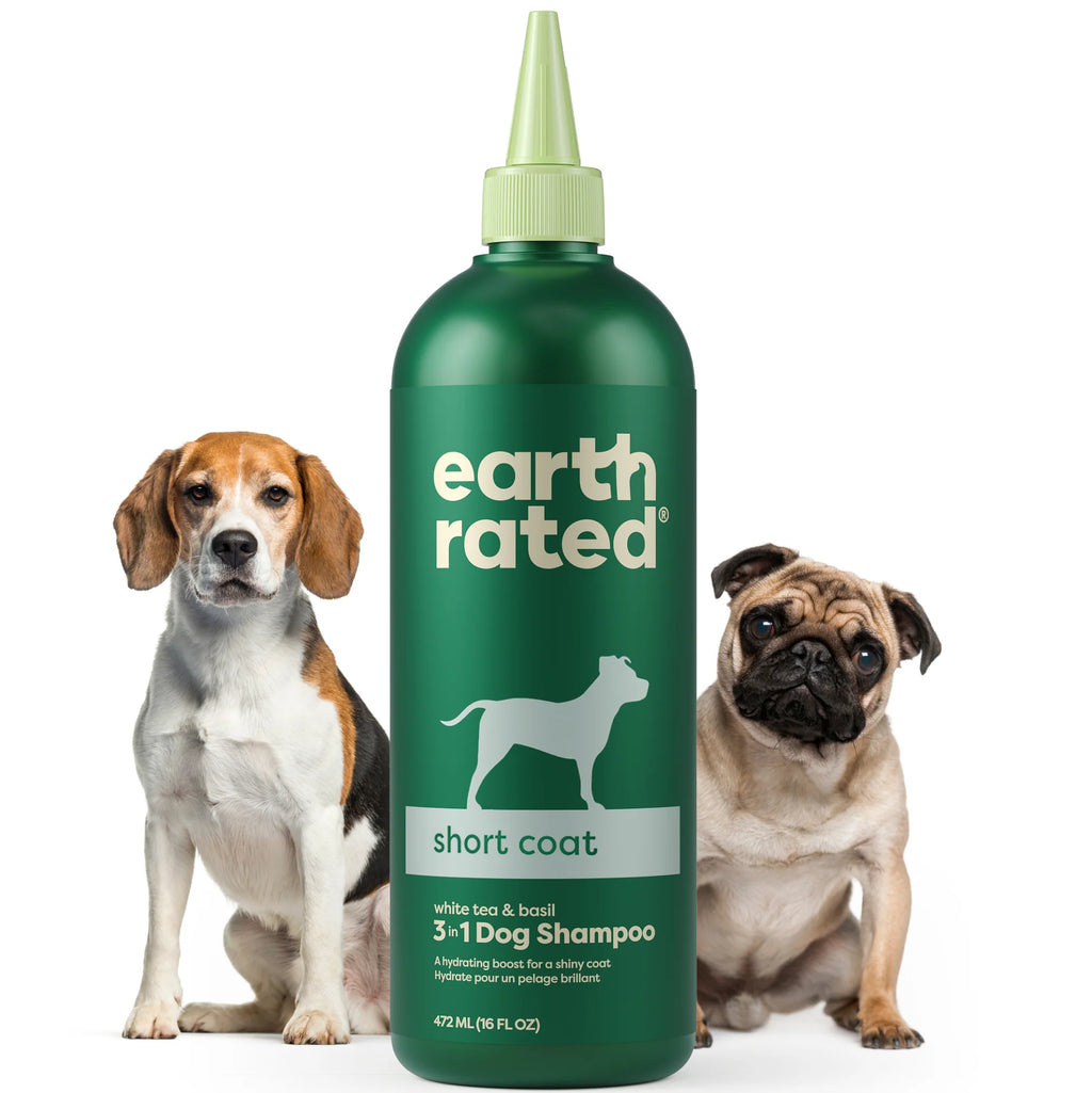 Earth Rated Short Coat Soothing 3 In 1 Dog Shampoo White Tea & Basil 16 fl oz