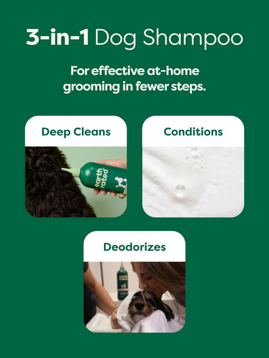 Earth Rated Curly Coat Detangling 3 In 1 Dog Shampoo White Tea & Basil 16 fl oz