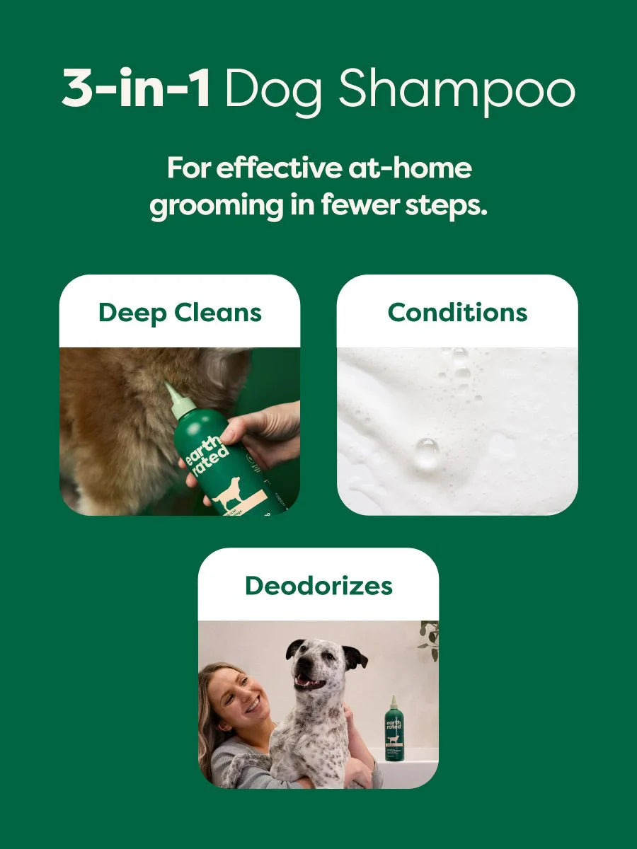 Earth Rated Double Coat Deshedding 3 In 1 Dog Shampoo White Tea & Basil 16 fl oz