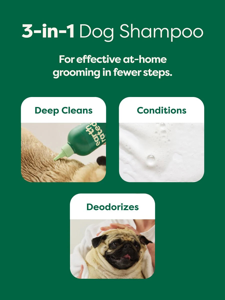 Earth Rated Short Coat Soothing 3 In 1 Dog Shampoo White Tea & Basil 16 fl oz