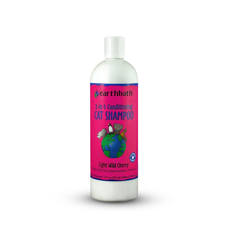 Earthbath Cat 2 In 1 Conditioning Shampoo Light Wild Cherry 16Fl Oz