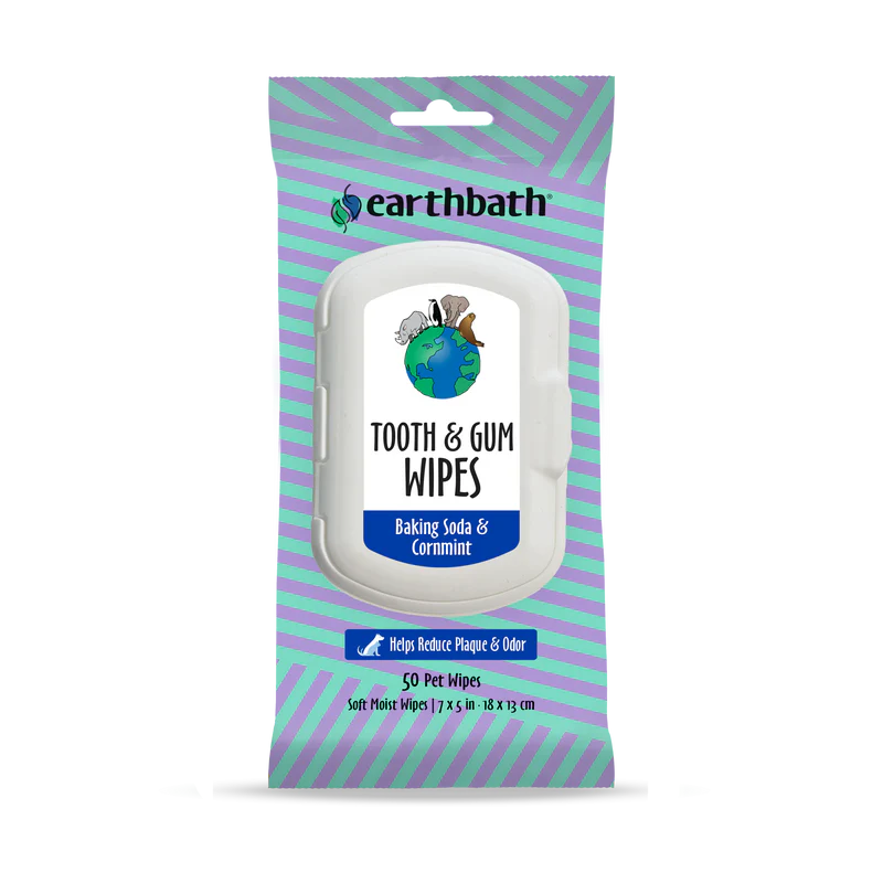 Earthbath Tooth & Gum Wipes Baking Soda & Cornmint 50ct