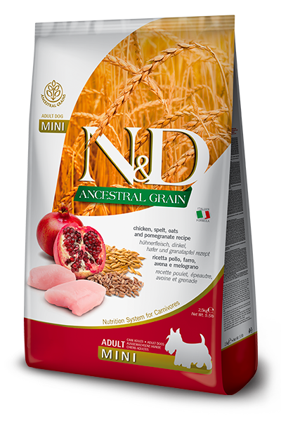 Farmina N&D Dog Ancestral Grain Chicken & Pomegranate Mini 5.5Lb/2.5Kg