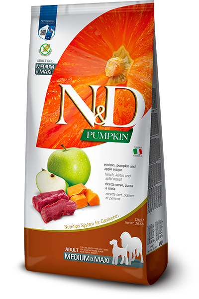 Farmina N&D Dog Pumpkin Venison & Apple Med/Max 26.4Lb/12Kg