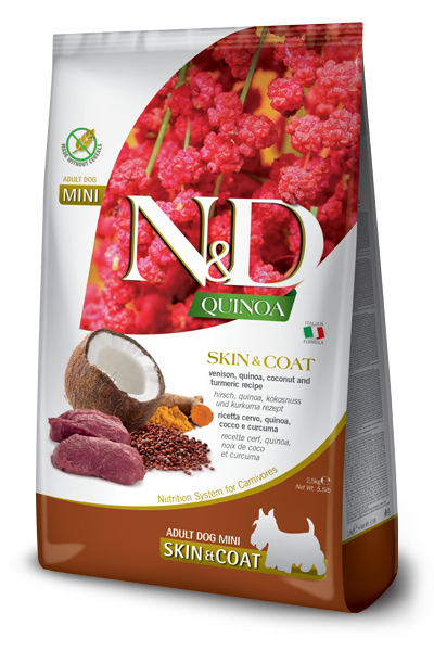Farmina N&D Dog Quinoa Skin & Coat Venison Mini 5.5Lb/2.5Kg