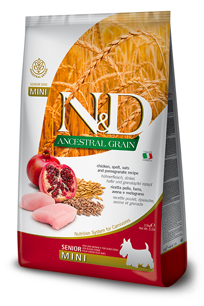 Farmina N&D Dog Senior Ancestral Grain Chicken & Pomegranate Mini 2.5Kg/5.5Lb