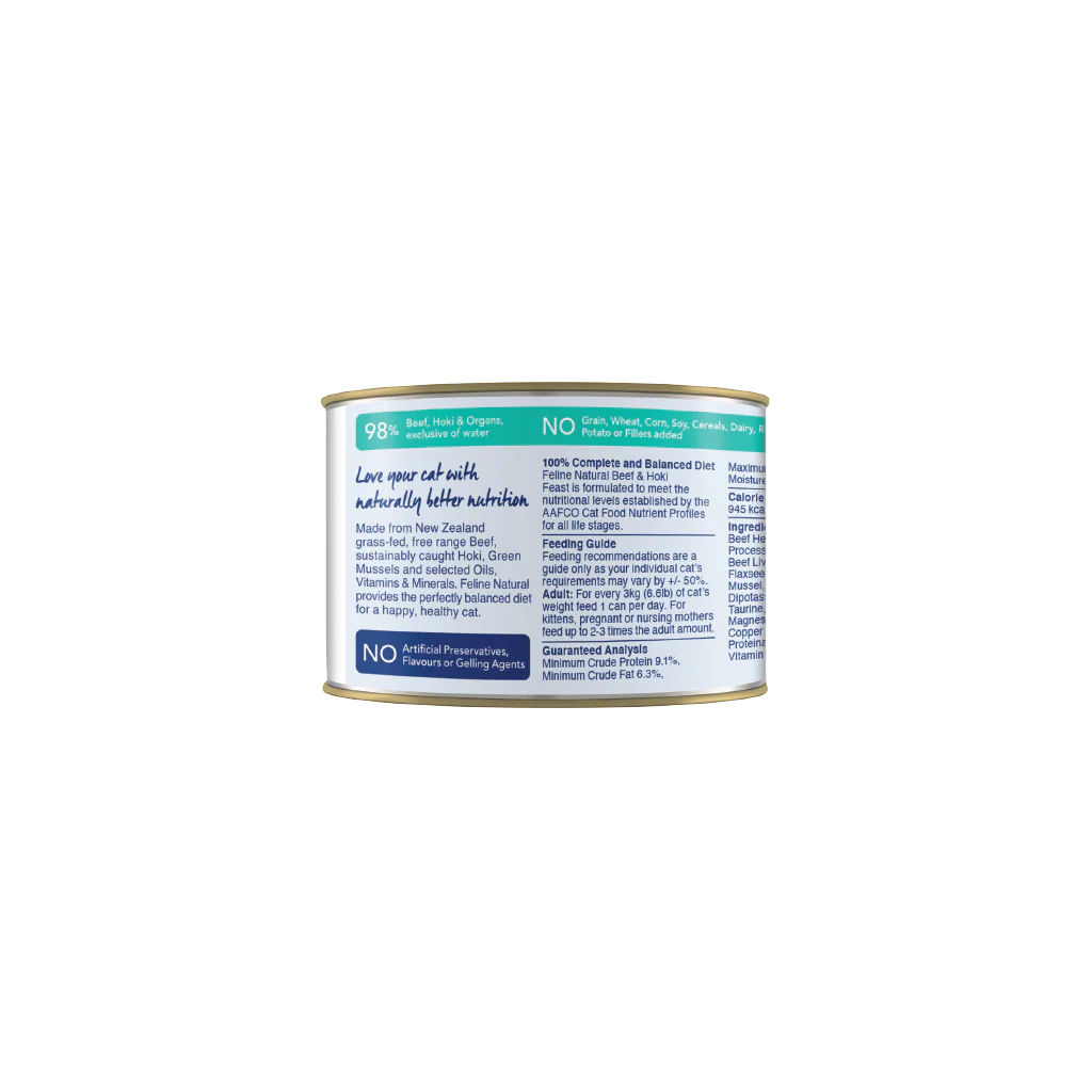Feline Natural Beef & Hoki Feast Can 6oz/170g