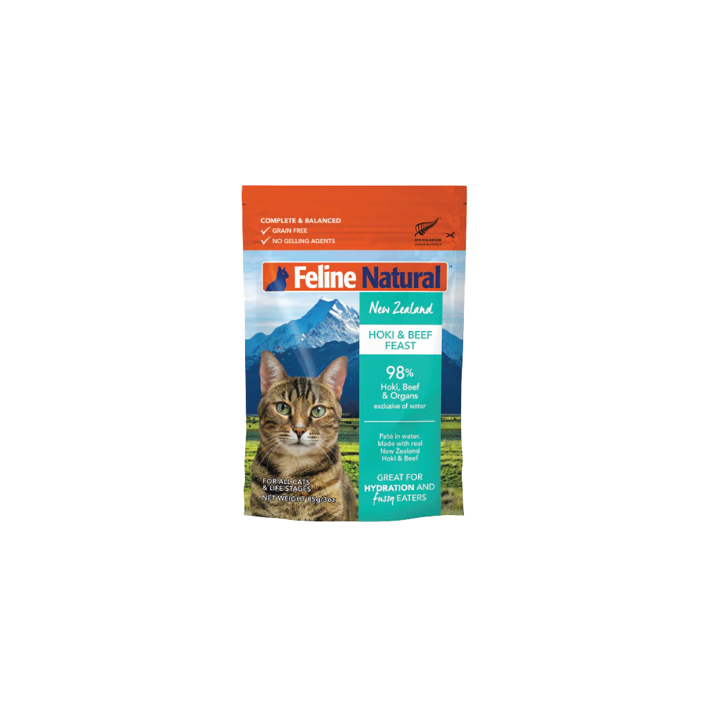 Feline Natural Beef & Hoki Feast Pouch 3Oz/85G