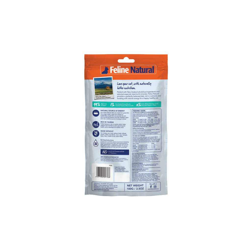 Feline Natural Freeze Dried Beef & Hoki Feast Topper 3.5Oz/100G