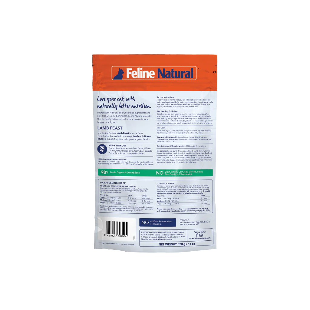 Feline Natural Freeze Dried Lamb Feast 11Oz/320G