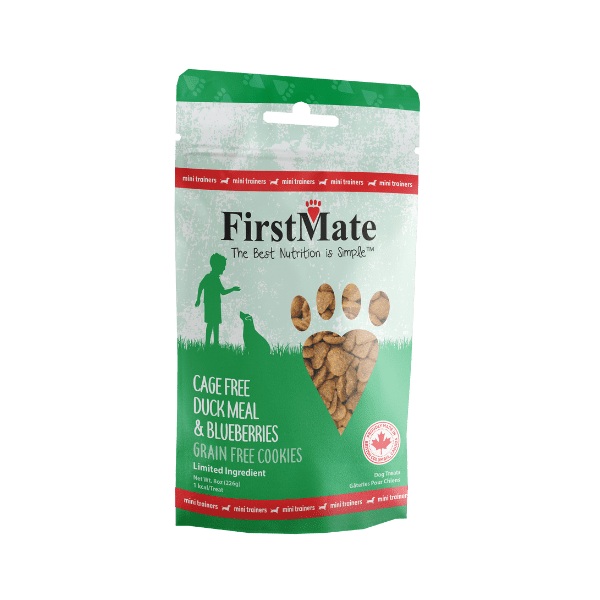 Firstmate Dog Treats Grain Free Duck Meal & Blueberries Mini Trainers 8oz/226g