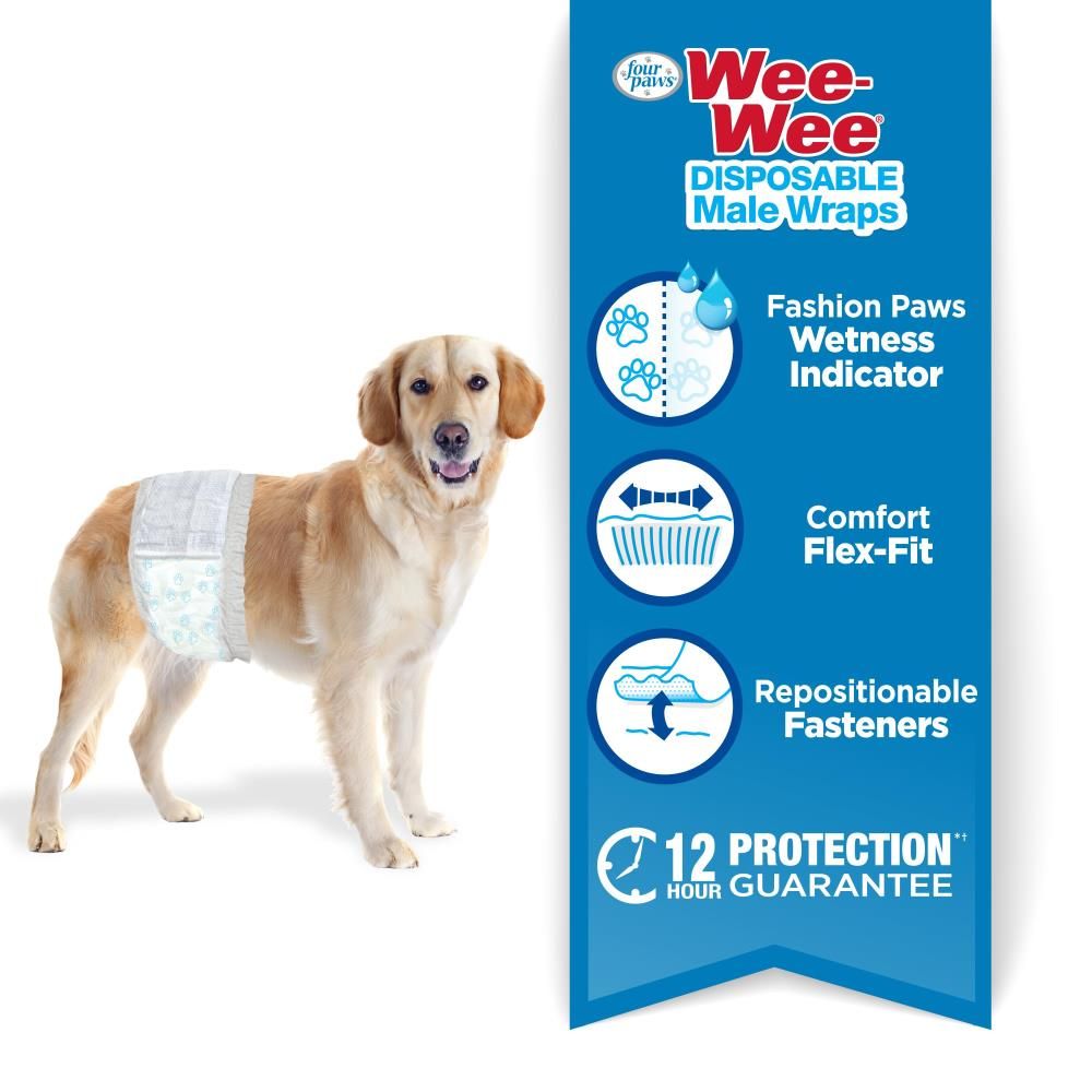 Four Paws Wee-Wee Disposable Male Wrap Medium/Large 12pk