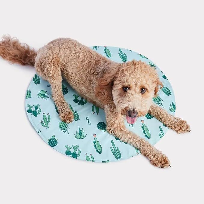 Gf Pet Round Ice Mat Aqua Cactuses 24"