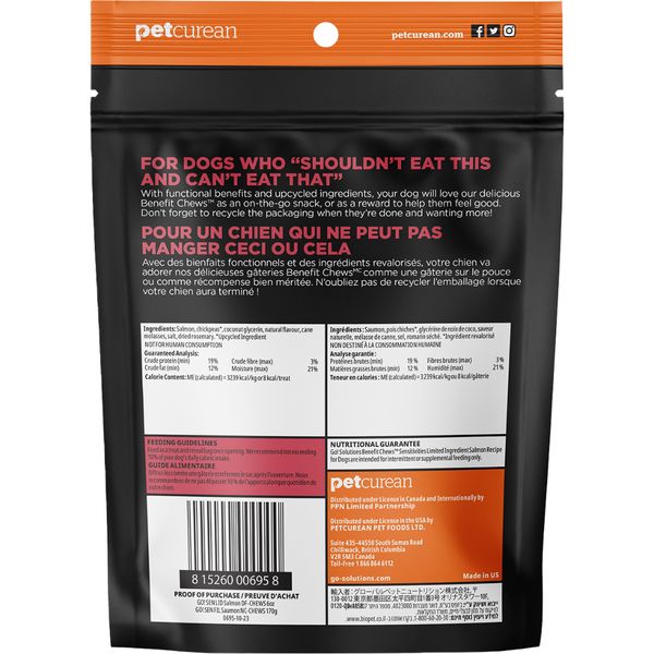 Go! Dog Benefit Chews Sensitivities Limited Ingredient Salmon Recipe Soft & Chewy Treats 6Oz/170G