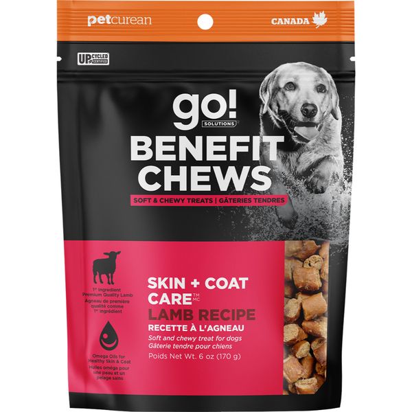 Go! Dog Benefit Chews Skin + Coat Lamb Recipe Soft & Chewy Treats 6Oz/170G