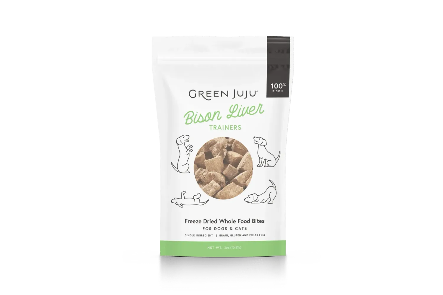 Green Juju Freeze Dried Bison Liver 3Oz/85G