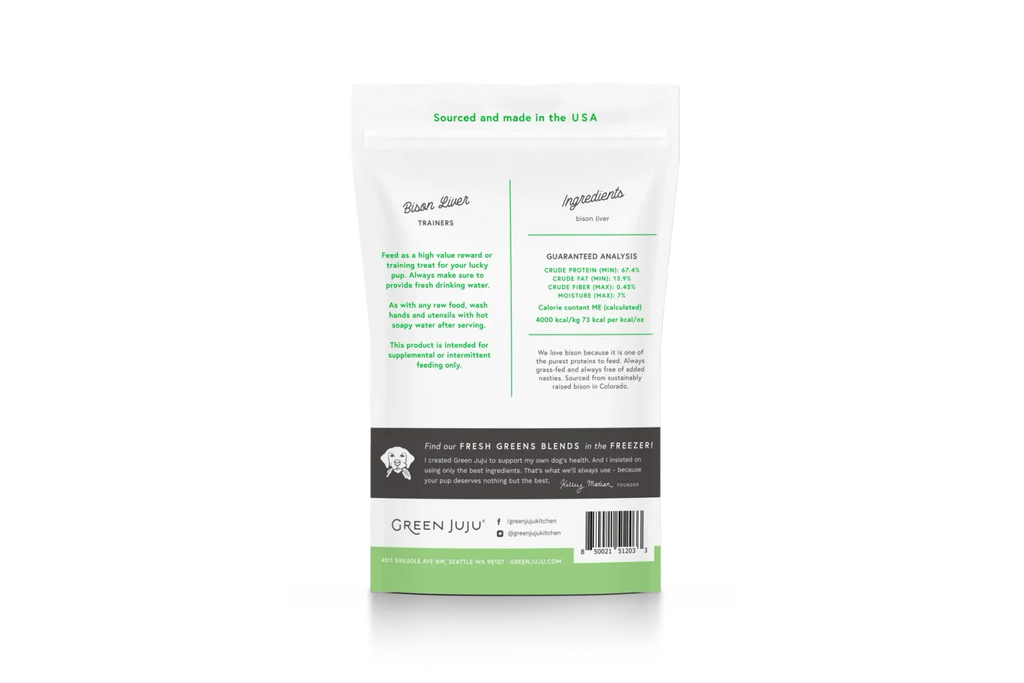 Green Juju Freeze Dried Bison Liver 3Oz/85G