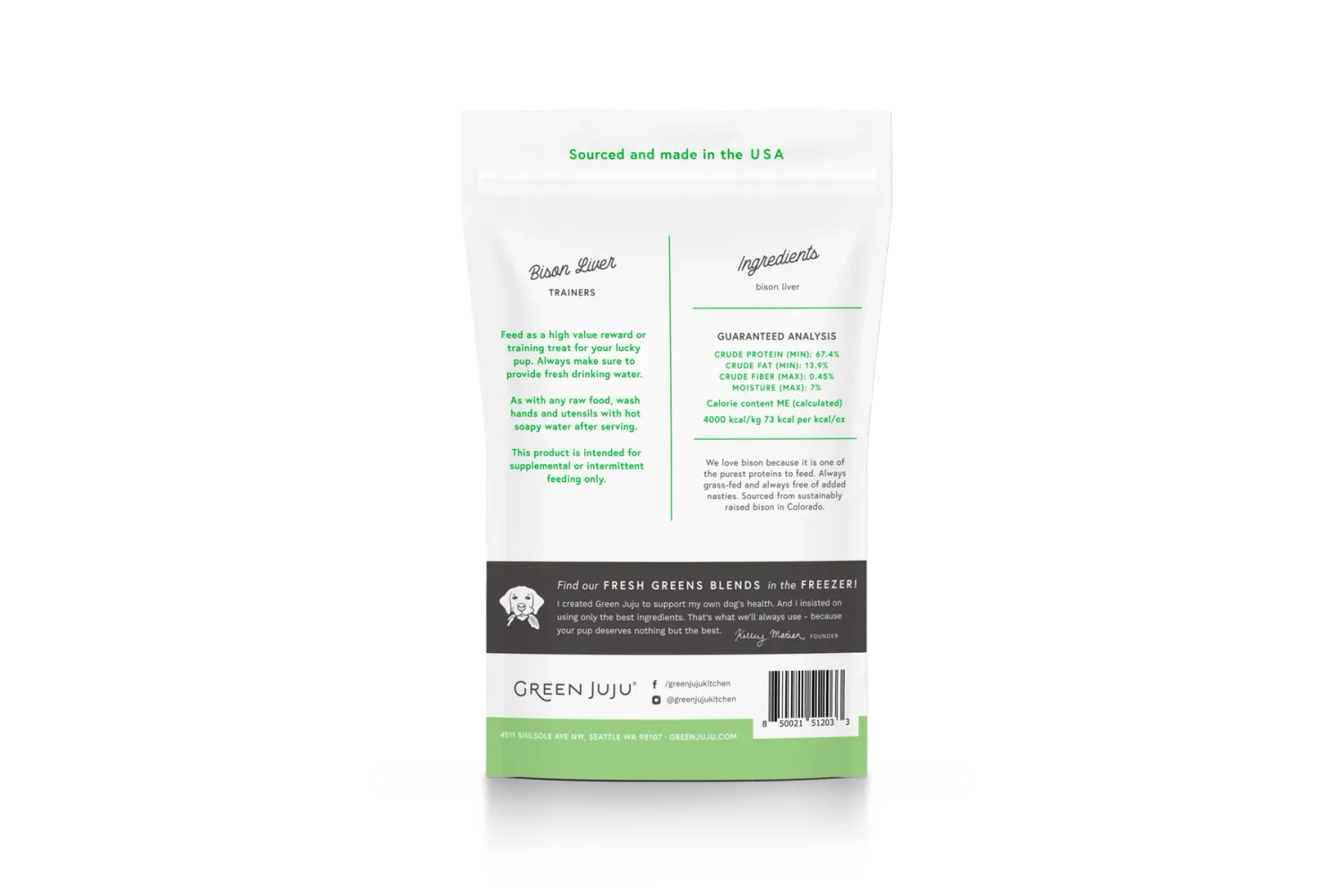 Green Juju Freeze Dried Bison Liver 3Oz/85G